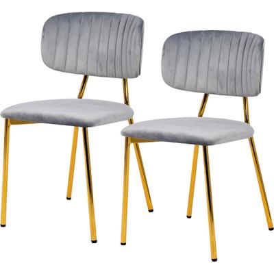 Kayoom "Stuhl Giselle 125 2er-Set, pflegeleichter Samtbezug" (Set) 2 Stk.mit Armlehnen, goldenes Gestell aus Edelstahl, Samtbezug, Ziernähte