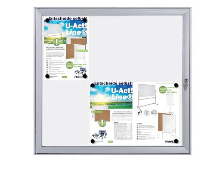 FRANKEN Schaukasten Security - Feuerfest für den Innenbereich, Klapptür, 6x A4, 74,1 x 69,6 x 2,3 cm, Brandschutzklasse B1, magnetisch, mit Aluminiumrahmen zur Wandmontage, SKB6S