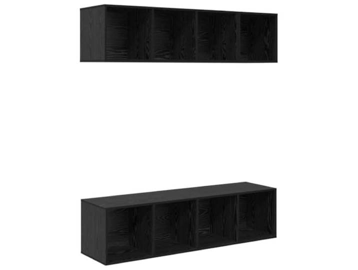 GHVBNMF 3-Teilig TV Schrank Set Wandmontiert Schwarz Eichen-Optik Platzsparende Hänge-Elemente in modularer Bauweise für Ordnung im Wohnzimmer und Schlafzimmer, ideal für Mediengeräte.