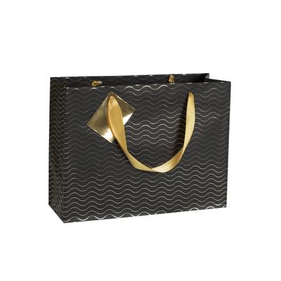 Clairefontaine 5x Geschenktasche Premium Shpooing 32x13x24,5cm, gestreift, Kollektion Max & Moi - Schwarz 212860C
