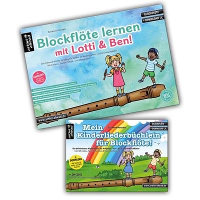 Blockflöte lernen mit Lotti & Ben + Mein Kinderliederbüchlein für Blockflöte im Set!, Geheftet von Susanne Hossain, Artist Ahead, 978-3-86642-238-4