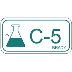Brady, Sicherheitskennzeichnung, B-7527, Polypropylen Schild, Energy Source Tag - Chemical/Chemikalien, 75 x 38mm, Türkis auf