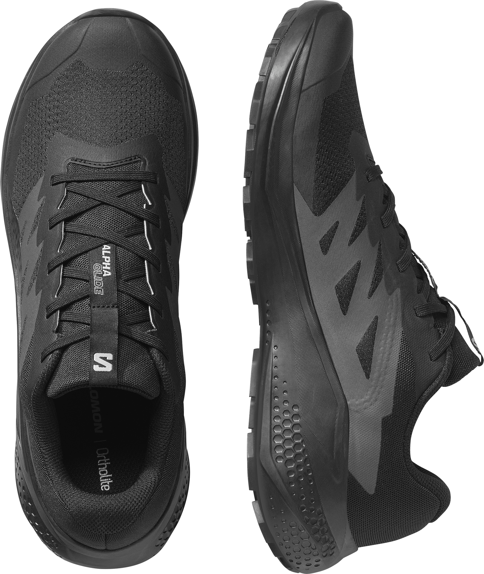 Laufschuh SALOMON "ALPHAGLIDE", Herren, Gr. 42,5, schwarz (schwarz, asphalt, schwarz), Synthetik, Textil, Schuhe Laufschuh, für mehr Grip