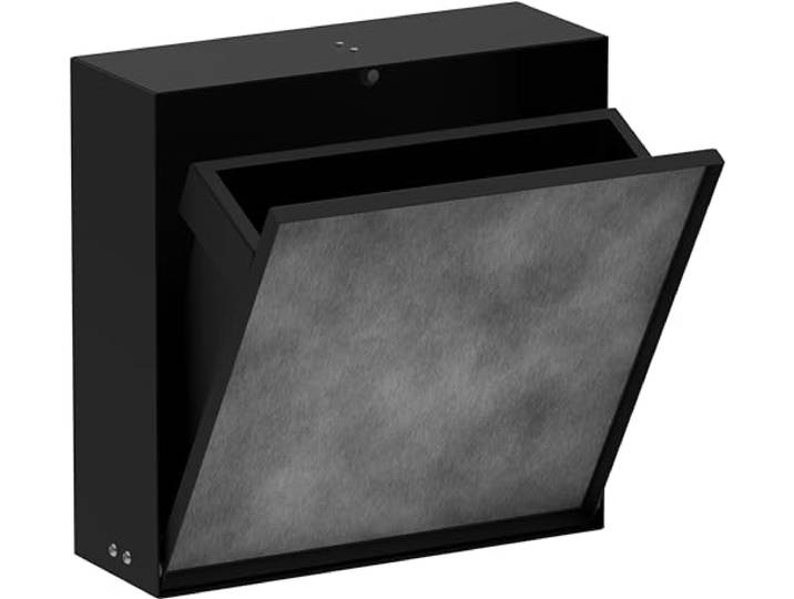 hansgrohe XtraStoris Rock - Einbau Badezimmer Mülleimer mit befliesbarer Tür, eingelassene Wandnische 300 x 300 x 100 mm, Mülleimer Bad, Abfalleimer Bad, Badezimmer Zubehör, Mattschwarz, 56089670