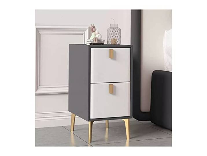 Nachttisch Modern Nachttisch Schmaler Bett Beistelltisch mit Holz-Metall-Ende für Zuhause, Wohnheim, Wohnheim, 25 x 36 x 52 cm (L x T x H)