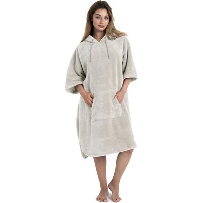 Badeponcho OTTO HOME "Lillou, Surfponcho ideal für Sauna, Spa & im Urlaub" Gr. L, beige (sand), L:120cm, Microfaser, Hausmäntel, weich und kuschelig, plüsch, Fleece, Unisex, für Damen und Herren
