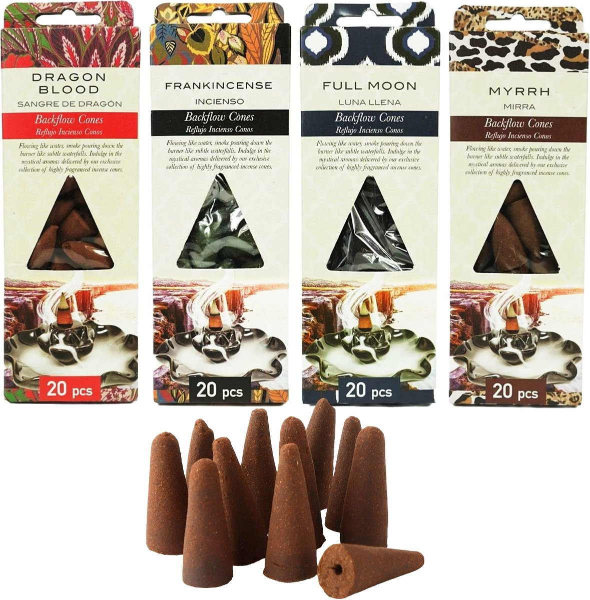 Flora Classique Assortiment Backflow Wierookkegels 80 stuks