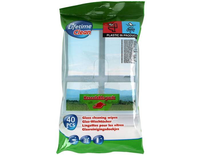 Feuchte Glasreinigungstücher, 40 Stück