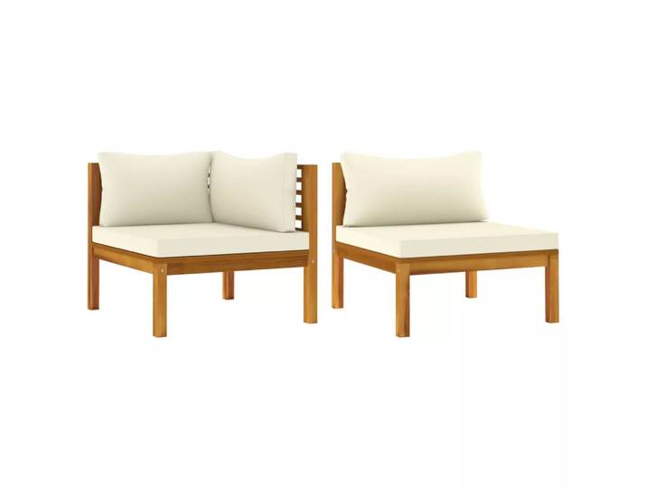 VidaXL - Sofa-set akazienholz, One Size, Weiss