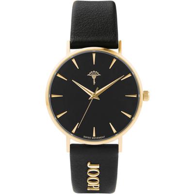 Quarzuhr JOOP, gold (schwarz, goldfarben, schwarz), Armbanduhren, Damen, goldfarben, Quarzuhr, Armbanduhr, Damenuhr, analog, Lederarmband