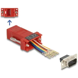 DELOCK Adapter D-Sub9 -> RJ45 St/Bu Montagesatz rot