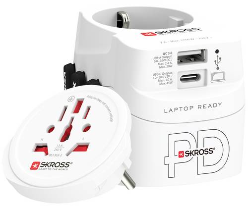 Skross 1.302474 Reiseadapter Pro Light USB AC45PD World