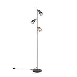 Stehlampe Standleuchte Bürolampe schwarz Metall 3-flammig E14 Fußschalter H 154 cm