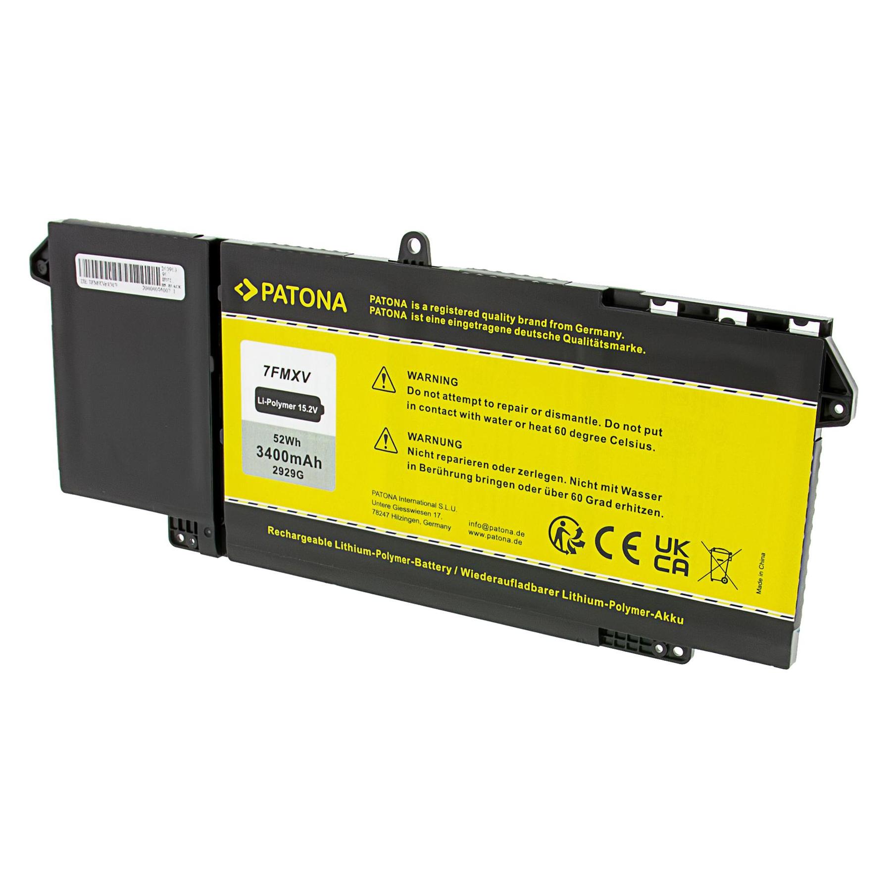 Patona Akku 15,2V für Dell Latitude 5320 Service Tag CJKKPG3-DELL 7FMXV 9JM71 1PP63 4M1JN (3400 mAh) (2929)