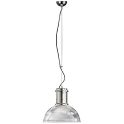 ROSSINI ILLUMINAZIONE BEK Pendelleuchte aus geripptem transparentem Glas mit vernickelter Metallstruktur, E27-Anschluss, IP20, 75 W – Rossini-Gruppe