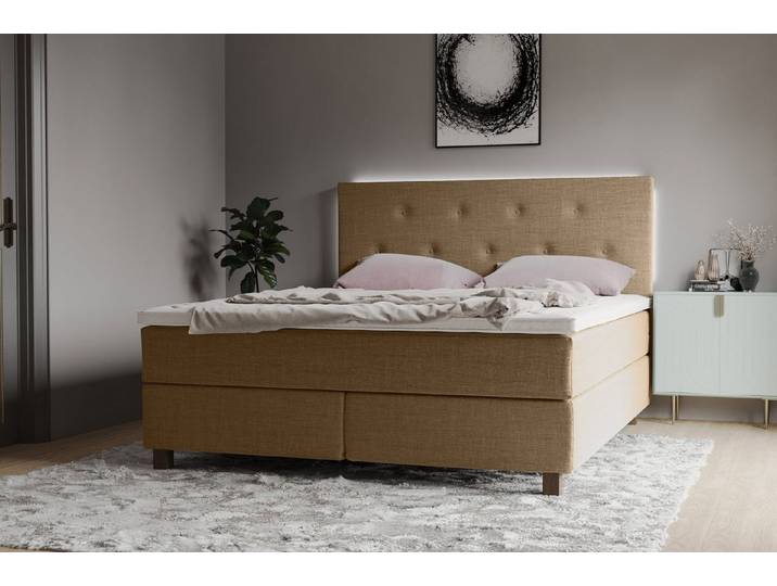 Home affaire Boxspringbett Alenika, mit LED - Beleuchtung, mit Taschen-Federkernmatratze