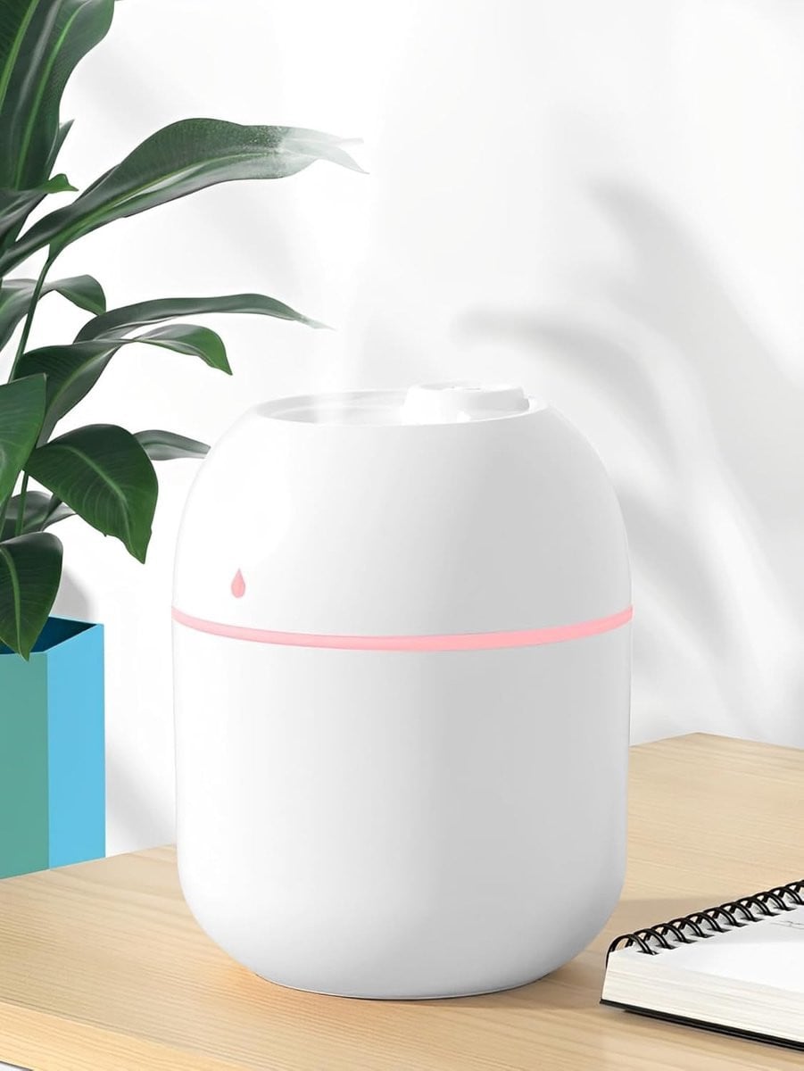 USB Mini-luchtbevochtiger met ultrasone mist en nachtlampje - Wit - 220 ml