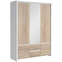 KLEIDERSCHRANK 3 Türen Soren Holz und Weiß
