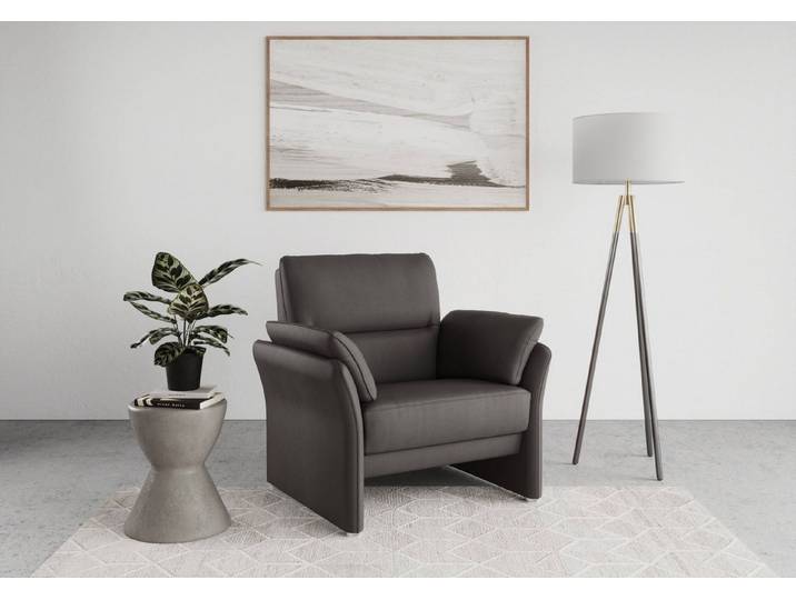 DOMO collection Sessel Pina elegant und zeitloser Clubsessel, bequemer Cocktailsessel, Hoher Sitzkomfort, Luxus-Microfaser Lederoptik, grau