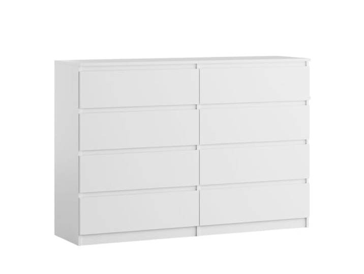 YUMEBLY Kommode mit 8 Schubladen Weiß 140 cm Ideal für Schlafzimmer, Wohnzimmer, Kinderzimmer und Büro Große geräumige Kommode 140x97x40 cm