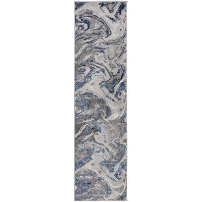 Läufer FLAIR RUGS "Marbled", blau (navy), B:80cm H:12mm L:300cm, Kunstfaser, Teppiche, Läufer, dezenter Glanz, mehrfarbig, modernes Marmor-Design, Teppichläufer