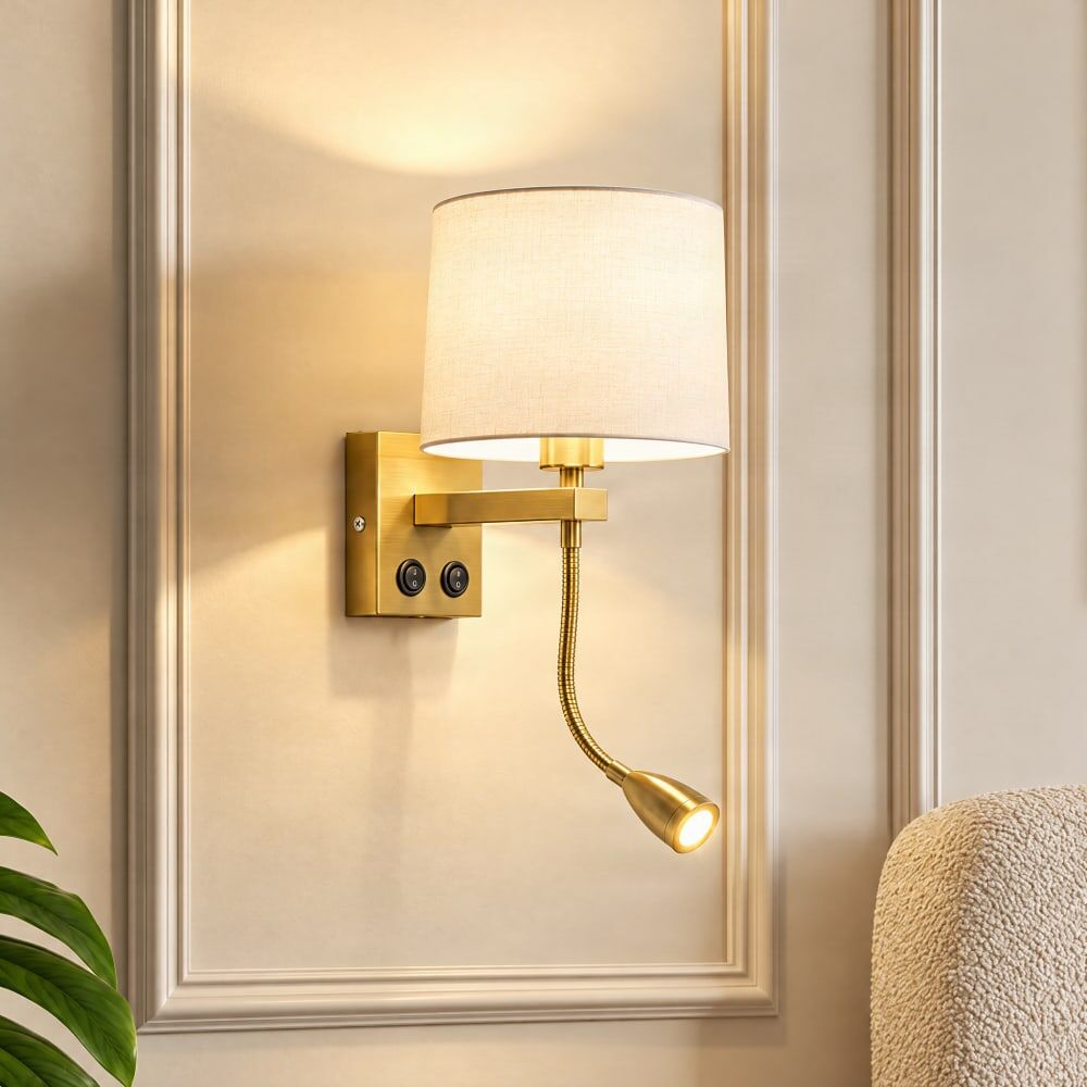 QAZQA Aplique art deco dorado pantalla blanca