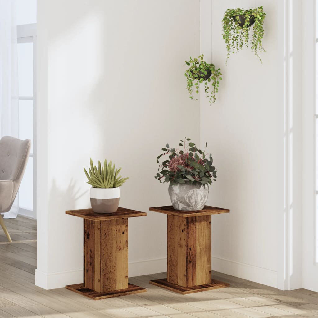 Alpen Home Haig Plant Stand 1 Tier Old Wood 30 x 30 x 40 cm (L x W x H)
