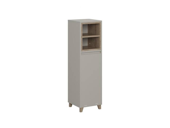 Vicco Midischrank Elnor Greige 30 x 105.2 cm mit ausklappbarem Wäschebehälter, Holzwerkstoff, Rechteckig, 30x105.2x30 cm, Badezimmer, Badezimmerschränke, Midischränke