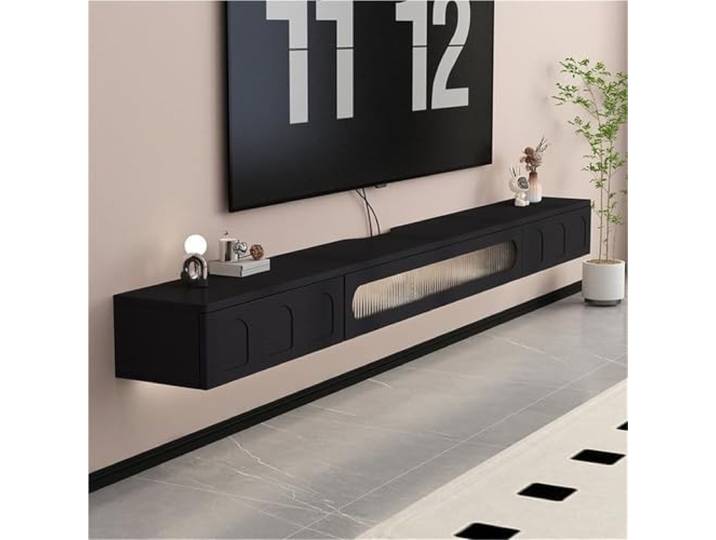 Ptasccne tv Schrank Schwimmender TV-Ständer aus massivem Holz, wandmontiertes Float-Entertainment-Center