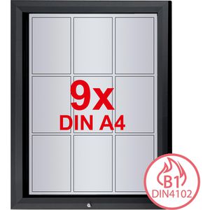 Showdown-Displays Schaukasten anthrazit, B1, außen, 9 x A4, magnetisch, abschließbar, schwer entflammbar