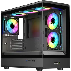 Evolveo Ursus, mATX-Gehäuse, 6x ARGB-Lüfter (mATX), PC Gehäuse, Schwarz