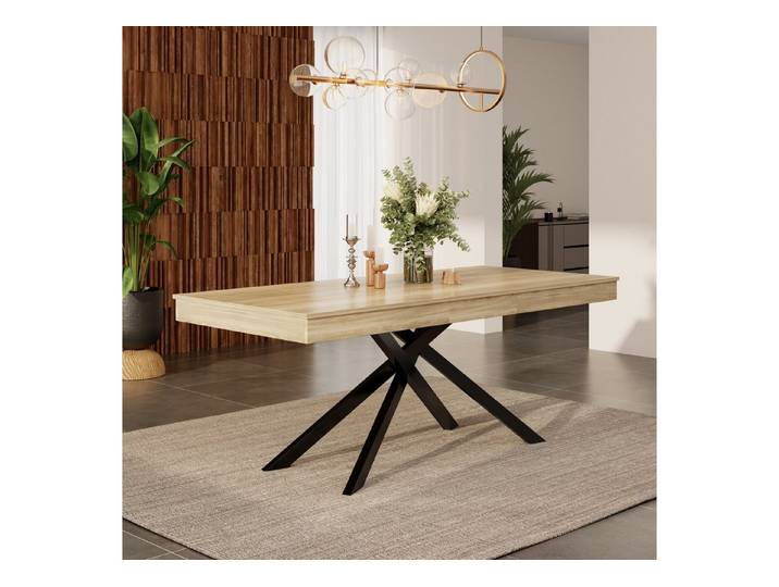 STILVORA Sideboard ausziehbar Küchentisch für 6-8 Personen Auszugstisch rechte Form (Packung, 1 St., rechte Form, verdickte Tischplatte, Metallbeine,einfacher Stil), Ausziehbarer Esstisch, Tisch für Esszimmer, Küche, Wohnzimmer