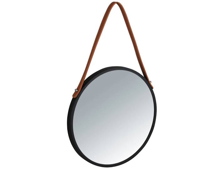 Spiegel WENKO Borrone , schwarz, B:30cm Ø:30cm, Spiegel, Spiegel, Ø: 30 cm