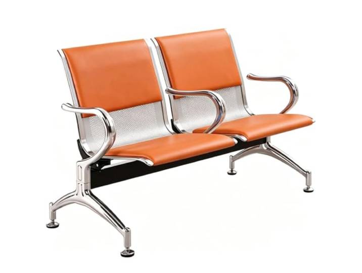 YPIOUREN Stuhl Esszimmer, Wartezimmer Stühle, Wartebank Weiches Sitzkissen, Belastbar Bis 100 Kg, Kratzfester Bodenschutz(Orange)