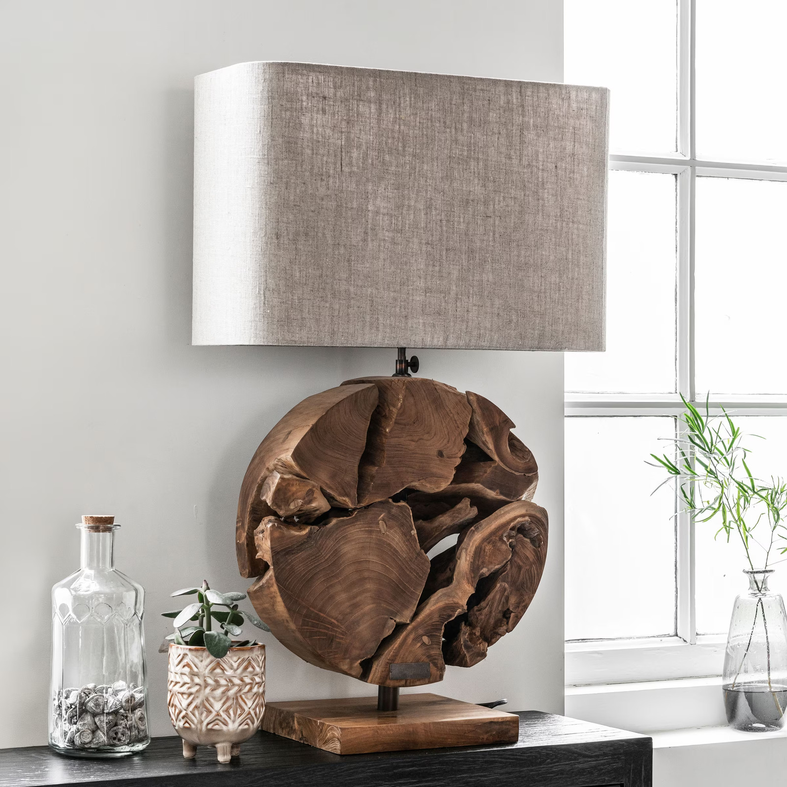 MUST Living Tafellamp All Around the World Teakhout - Naturel - Hoogte: 70 cm
