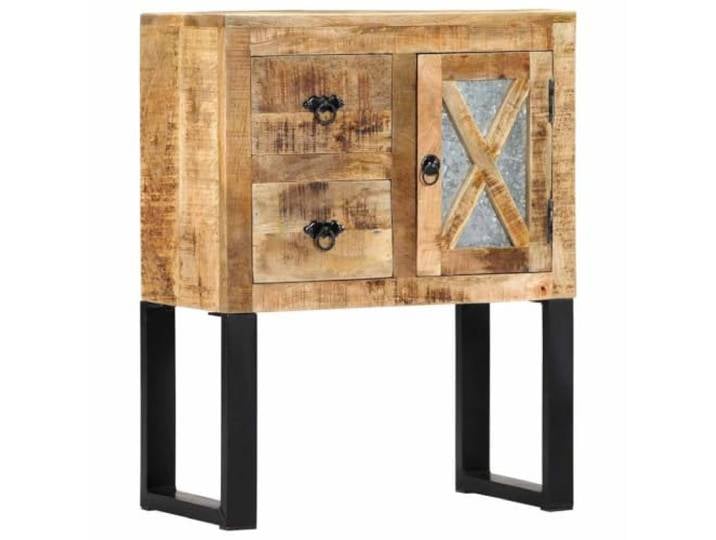 HEFZGDB Massivholz Sideboard Mangoholz Kommode mit Stahlbeinen und Stauraum - Sideboard aus massivem Mangoholz für Wohnzimmer Einrichtung, 60x30x76 cm
