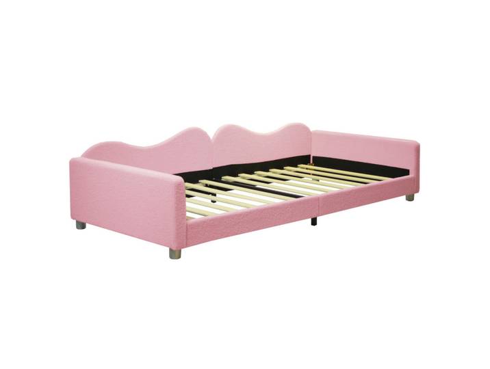 Modfu Kindereinzelbetten aus Lammfell-Optik 90x200 cm in Rosa mit Rückenlehne, 90x200 cm, Babymöbel & Kindermöbel, Kinderzimmer & Jugendzimmer, Kinderbetten