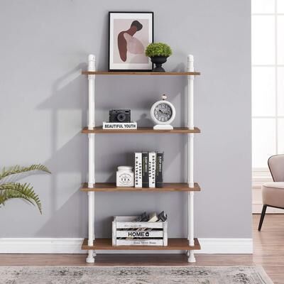 Ivinta Industrial Bookshelf Rustic Bookcase, Storage Shelf Plant Shelf