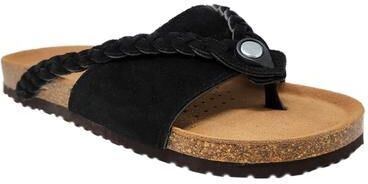 Women's Leather Braided Thong Footbed Sandal by GaaHuu in Black (Size 8 M)