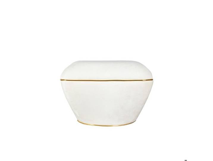 Pouf Contessa ivoire et or en velours mélangé coton - Réf. VK8681847484462