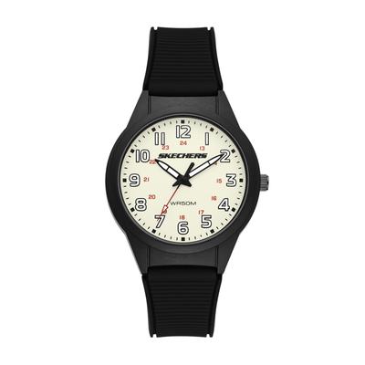 Quarzuhr SKECHERS "Hillview", schwarz, creme, Armbanduhren, Herren, Quarzuhr, Armbanduhr, Silikonarmband, analog