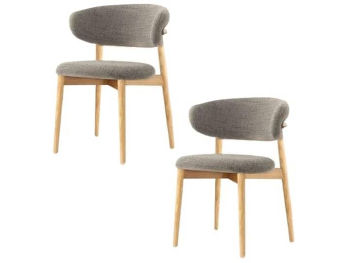 GAOCUNBING Nordic Esszimmerstuhl mit Leinenkissen und gebogener Rückenlehne, Beine aus Massivholz, 2er Set