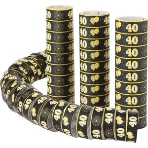 FunX Luftschlangen FX-30432, 40. Geburtstag, schwarz / gelb, 4m, 3 Stück