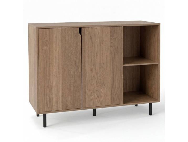 2 portes et 2 niches ouvertes buffet de cuisine 106x38x80 cm rangement vaisselle étagères réglables