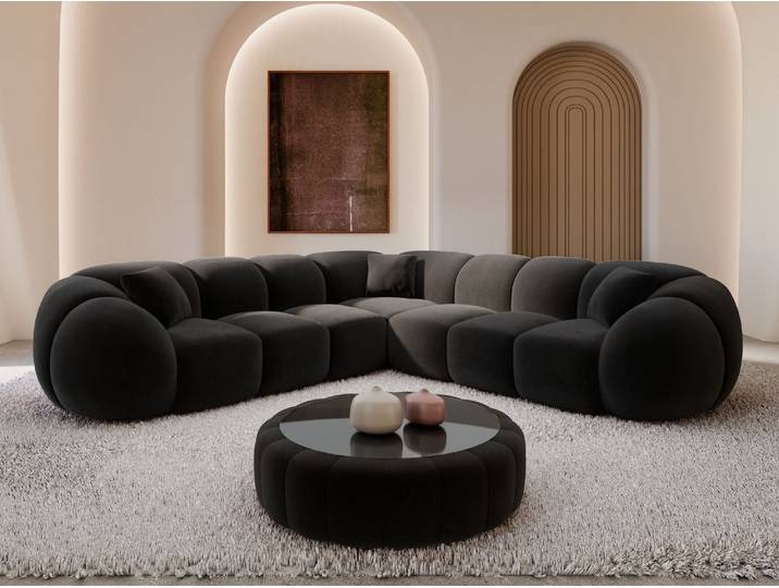 Couch Valderosa L-Form in Stoff