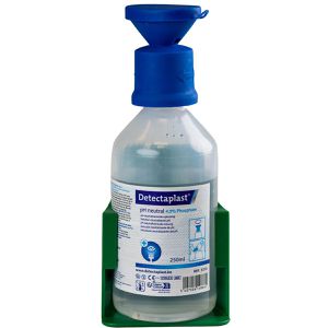 Detectaplast Augenspülung steril, pH-neutral, Augenspülstation mit Wandhalterung, 4,9% Phosphat, 250ml
