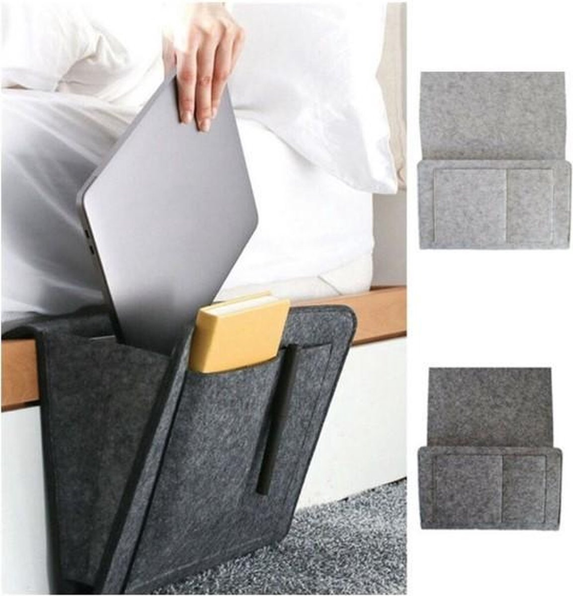 Vilten opbergzak Bedside Pocket voor magazines en accessoires - Licht grijs