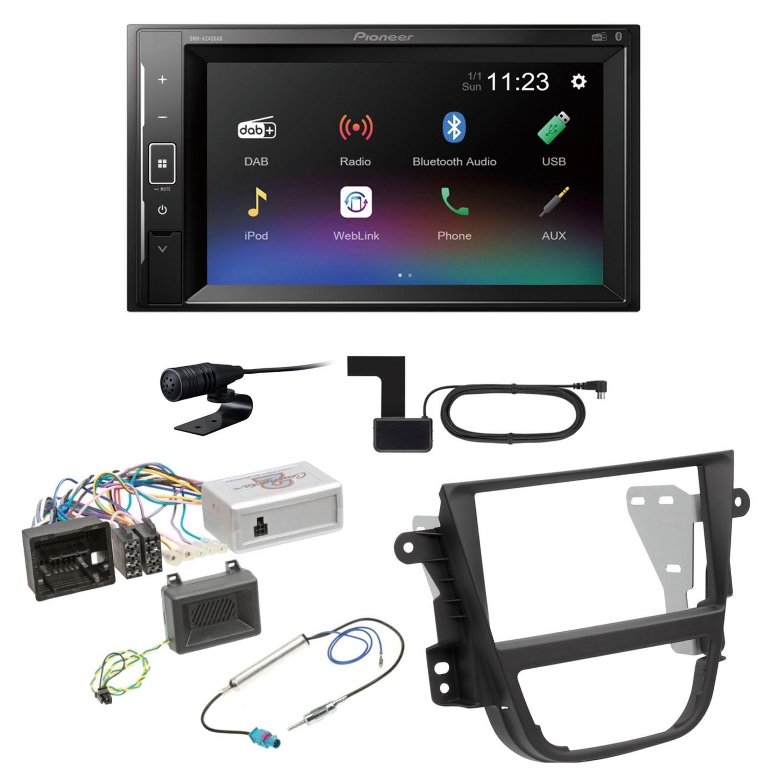 Pioneer DMH-A240DAB USB MP3 Bluetooth Digitalradio Einbauset für Opel Mokka A