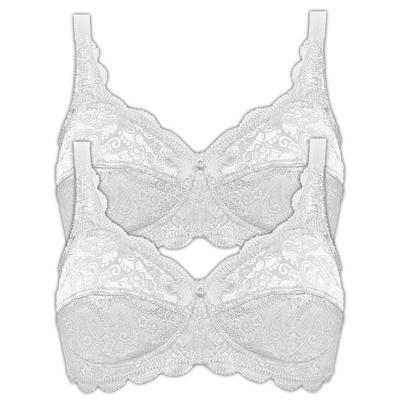 Bügelloser BH SUSA "2er Pack BH ohne Bügel Latina", Damen, Gr. 85, Cup C, weiß (weiß weiß), Spitze, Obermaterial: 77% Polyamid PA. 15% Baumwolle CO. 8% Elasthan EL., BHs