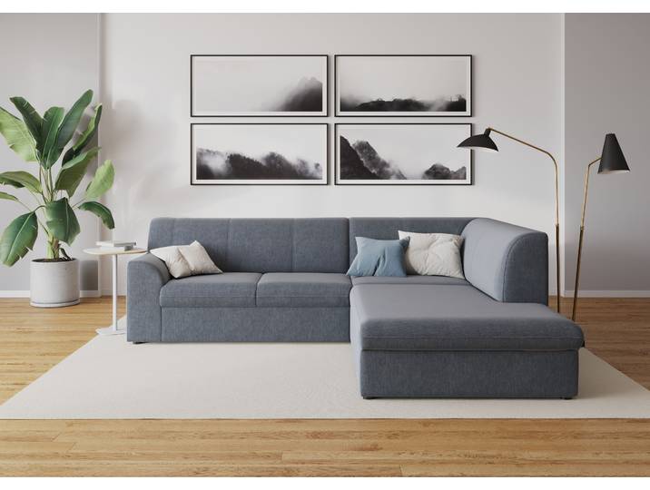 DOMO collection Topper zeitlos elegant, kompakte StellmasseL-Form mit Ottomane, wahlweise mit Schlaffunktion